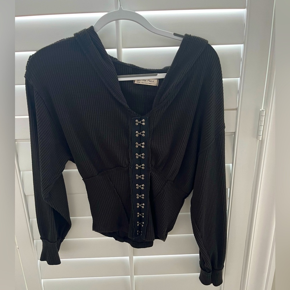 Free People - Hoodie Waffle Top